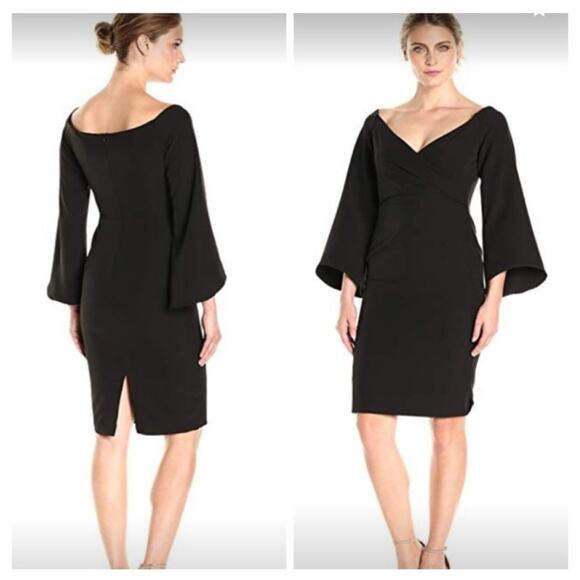 Bardot Ava black off shoulder flared sleeve sheath dress size US 6 / Small - Picture 16 of 16